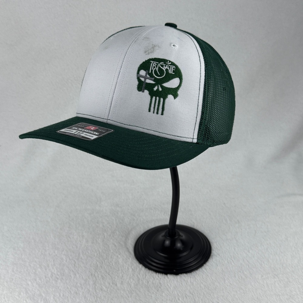 Tristate Punisher Skull Richardson 112 Trucker Hat Cap‎ Green White